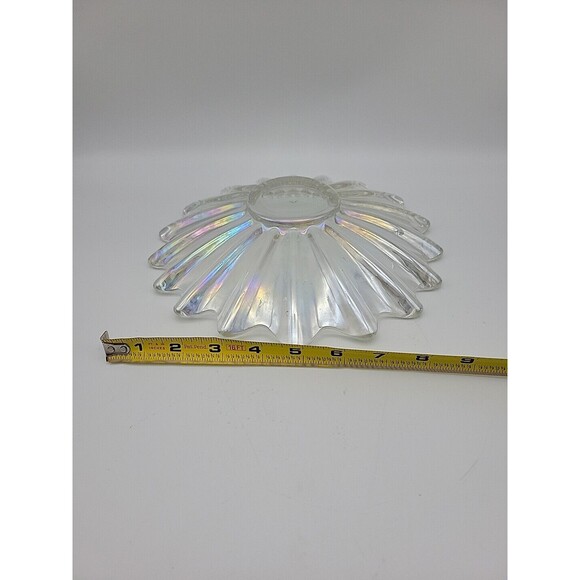 Vintage MCM Federal Celestial Art Glass Bowl Iridescent Starburst Flower Dish - Picture 6 of 6
